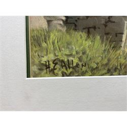 Harry Epworth Allen (Northern British 1894-1958): Stone Farmhouse with Bridge in the Foreground, gouache and pastel signed 23cm x 34cm