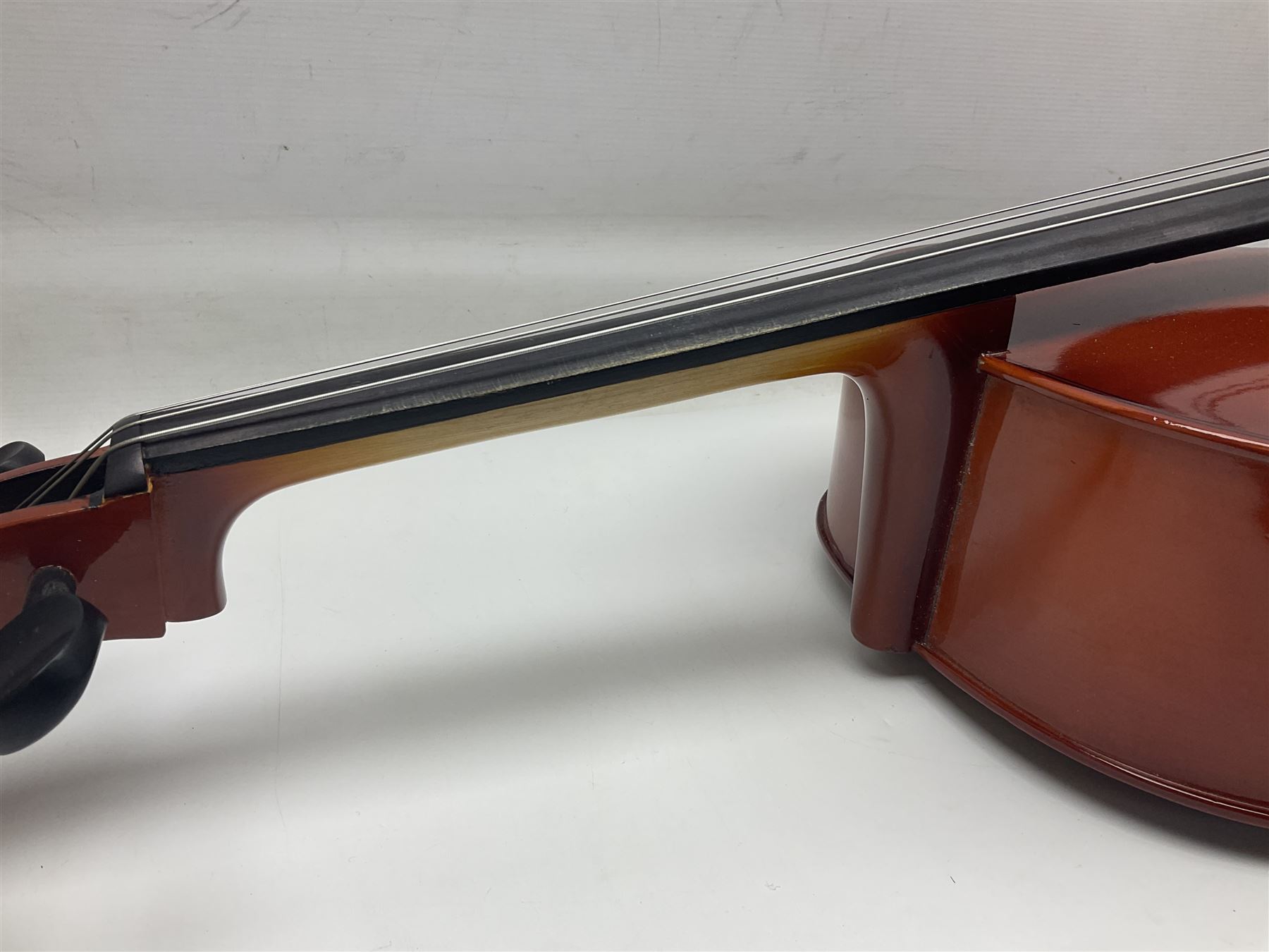 Gear4Music three-quarter sized cello with 70cm one-piece back and spruce top; bears maker's label; L112cm overall; in soft carrying case with Erich Steiner bow