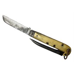 Early 20th century Royal Garrison Artillery Orkney army folding jack/clasp knife, the blade inscribed 'Orkney R.G.A.(T) and marked F. Newton Premier Sheffield, with blade and marlin spike and horn grips