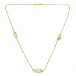 Early 20th century gold pearl necklace, three baroque pears within a wirework setting, spaced between fine belcher links and a similar 14ct gold brooch