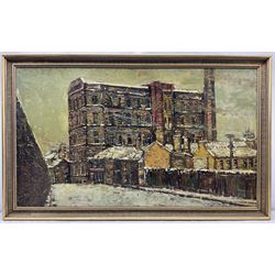 Peter Brook (Northern British 1927-2009): The Mill, impasto oil on board signed 63cm x 109cm 
Provenance: West Yorkshire dec'd estate; the deceased was good friends with the artist.