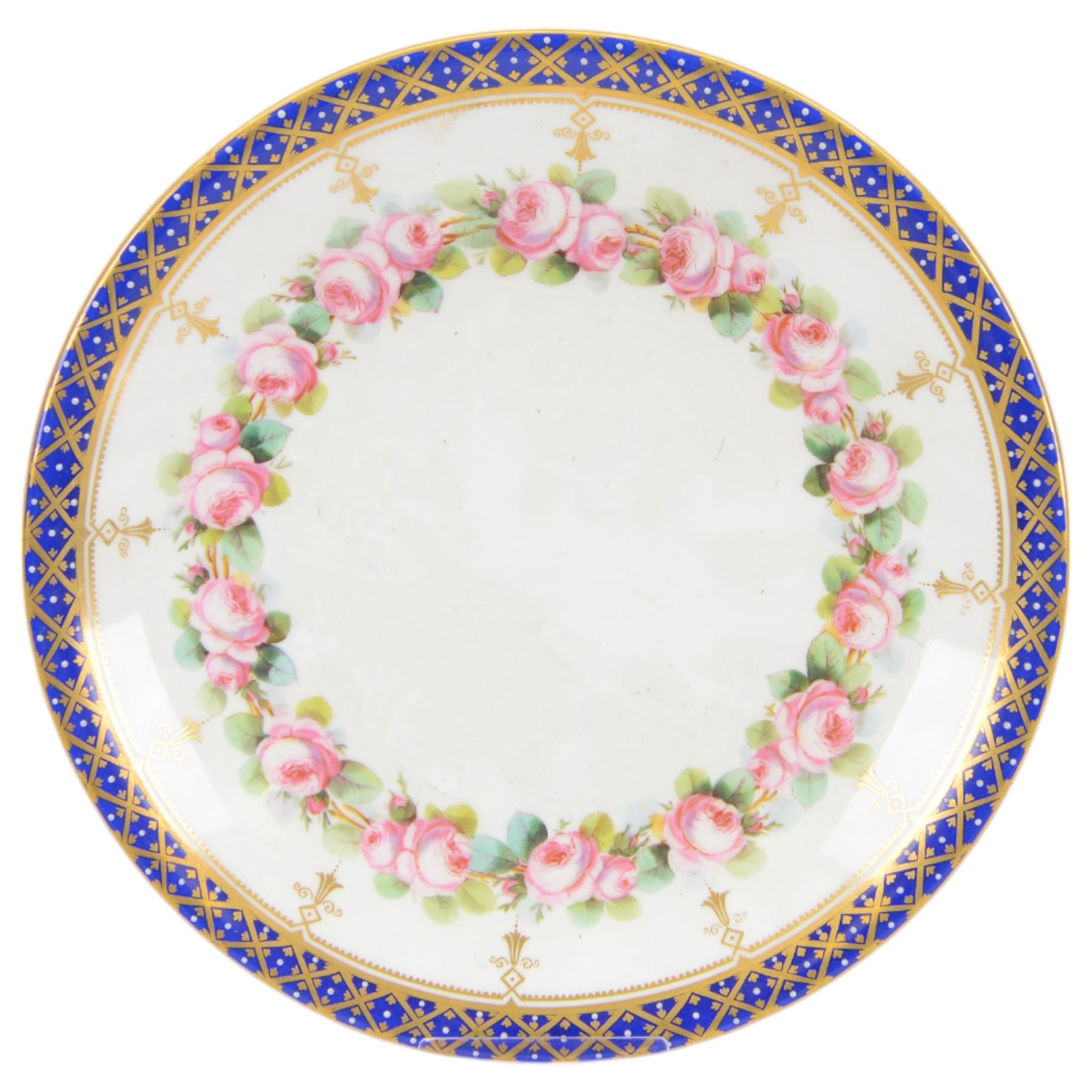 19th century and later cabinet plates, including Royal Worcester, Royal Crown Derby and Coalport examples, all painted with birds and flowers, largest D26cm