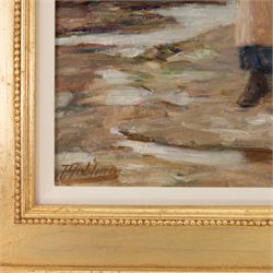 Robert Jobling (Staithes Group 1841-1923): A Staithes Fishergirl, oil on canvas signed 44cm x 34cm
Provenance: purchased from Simon Wood, Brockfield Hall, York