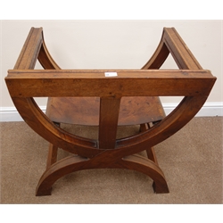  Late 19th century oak X framed chair, leather upholstered seat, W67cm  