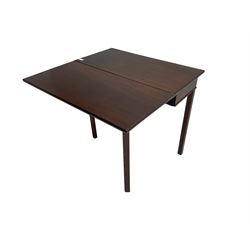 George III mahogany gate-leg drop-leaf side table, rectangular top over square supports