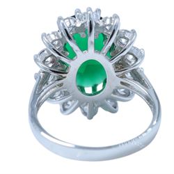 Silver green stone ring, boxed