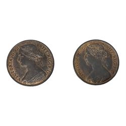 Two Queen Victoria 'bun head' penny coins, dated 1860 and 1862