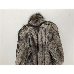 Grosvenor Canada for Harrods vintage full length silver fox fur coat, with black silk lining, no size indicated, approximately vintage size 12 