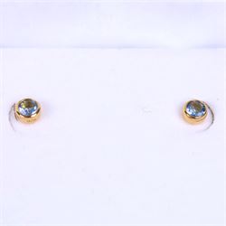 Pair of silver aquamarine stud earrings, boxed