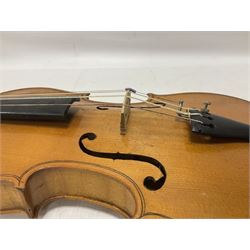 19th century 3/4 size violin in its original fitted wooden “coffin case” Overall length 53cm No bow