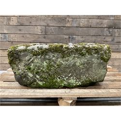 Large 19th century square weathered stone trough 