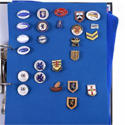 Rugby league enamel badge collection, from clubs including Leeds Rhinos, Lancashire Lynx, Leigh Centurions, London Broncos, Trafford Borough,Toulouse,  Belle Vue Rangers, Carlisle, Nottingham City Outlaws, housed in two folders, (approximately 280)