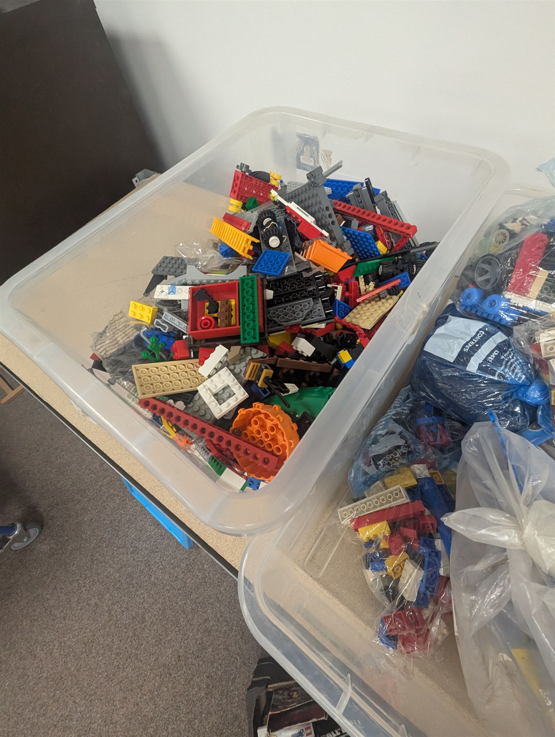 Large collection of loose Lego in four  boxes