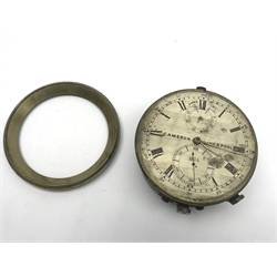 Mid 19th century marine chronometer by 'Cameron, Liverpool', silvered Roman dial, serial no. '1715', four pillar chain fusee movement with detent escapement, engine turned movement plates, dial diameter - 10cm, total diameter - 12.5cm