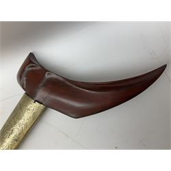 Malayan Kris dagger, the 31.5cm double edged straight heavy damascus blade with copper ferrule; carved hardwood grip; in large wooden throated scabbard with floral decorated white metal covering L47.5cm overall; a kris blade with adapted antler grip; and five various small daggers/letter openers (7)