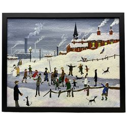 John Hanley (Northern British 1947-): 'Winter Joy', mixed media on canvas, signed and titled verso with certificate of authenticity 40cm x 50cm