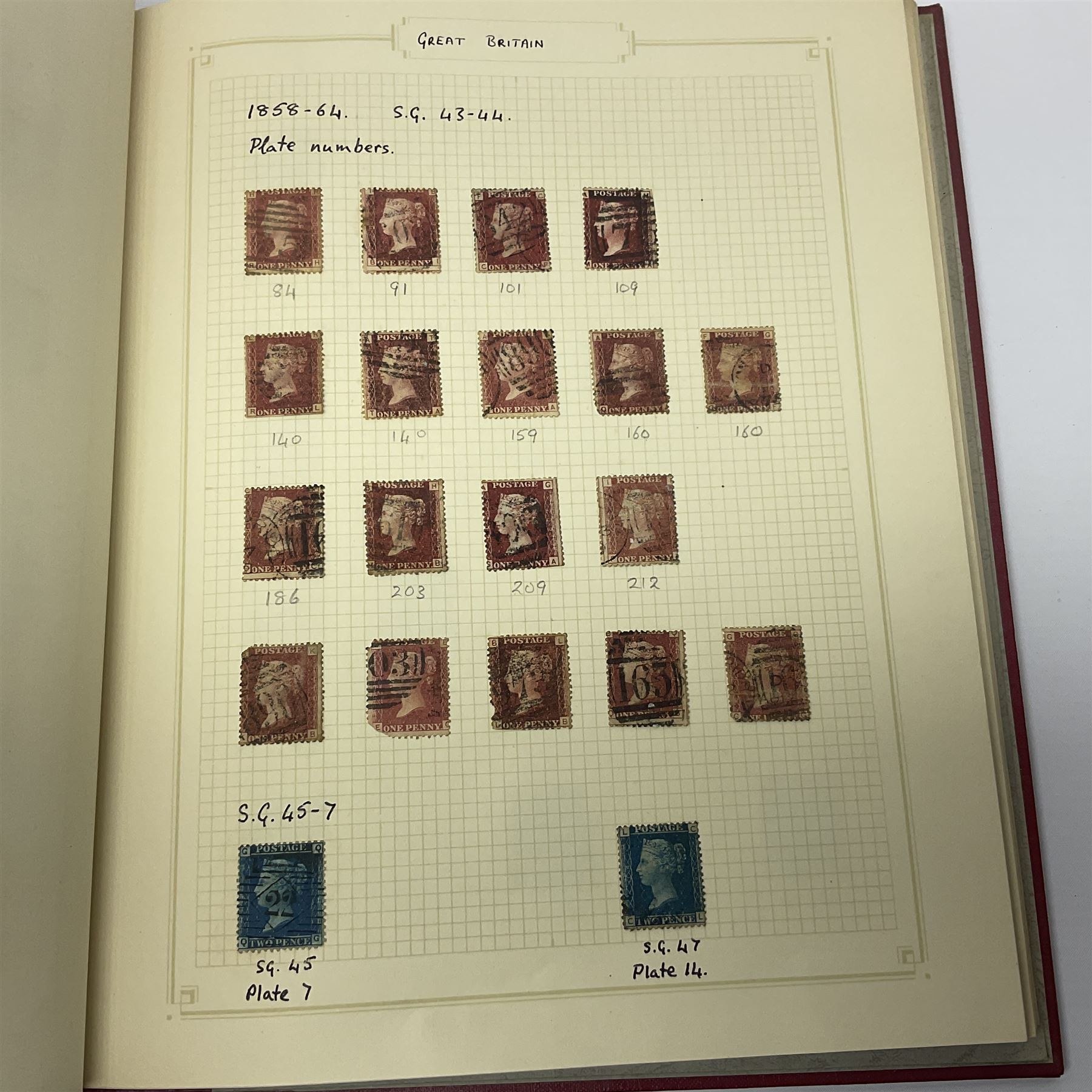 Queen Victoria and later Great British and World stamps, including imperf penny reds, perf penny reds, 1873-80 three pence stamps, 1883-84 two shillings and sixpence, various fiscal and revenue stamps, King George VI ten shilling dark blue used block of four, Aden, Antigua, Australia, Bahamas, Barbados, Basutoland, Bermuda, British Guiana, British Honduras, British Solomon Islands, Burma, Ceylon, Falkland Islands, Heligoland etc