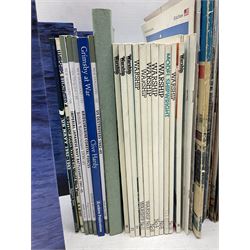 Six Atlas Editions ring binders of Warships Maxi Cards; and large quantity of booklets, cigarette cards etc of naval and shipping interest