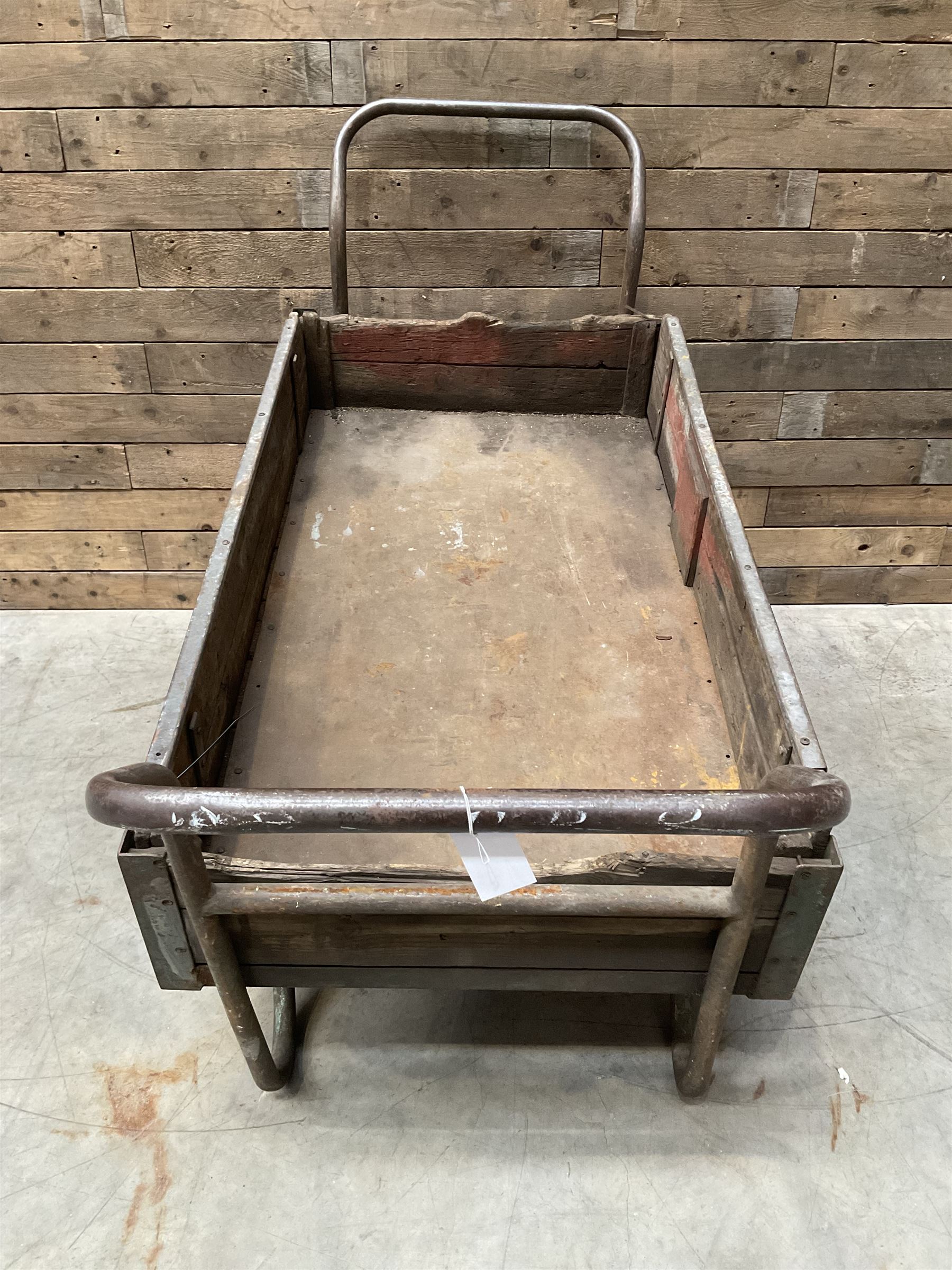 Vintage metal and wooden trolley cart