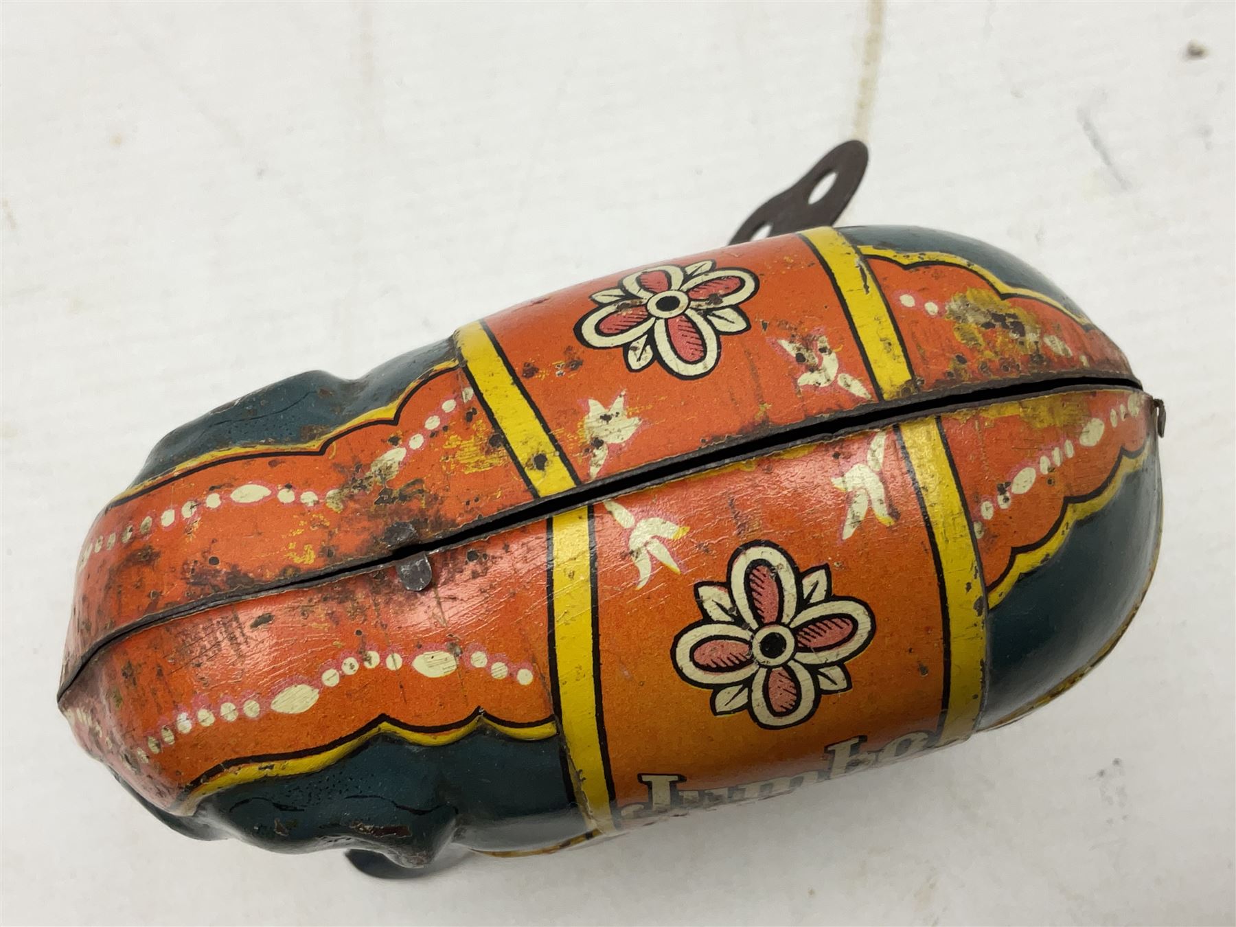 German Blomer and Schuler 'Jumbo' Elephant clockwork tinplate figure, marked 'D.R.P. DRGM Made in Germany', complete with key H9.5cm