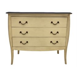 French style cream three drawer chest and bedside chest	