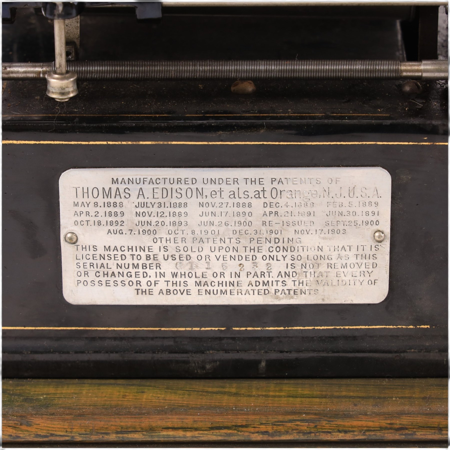 Early 20th century Edison GEM phonograph, in oak case, serial number G115232