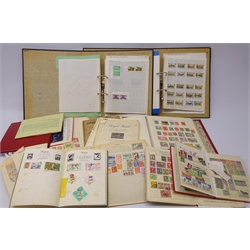  Collection of Great British Commonwealth and World stamps in eight albums/folders and loose including Aden, Antigua, Basutoland, British Guiana, Cayman Islands, Ceylon, Egypt, Leeward Islands etc, in one box  