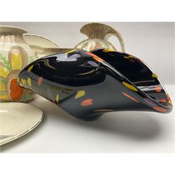 Murano glass dish together with three Myott jugs etc