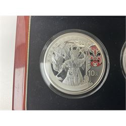 China 2008 Beijing Olympic Games official commemorative silver four coin set, cased with certificates
