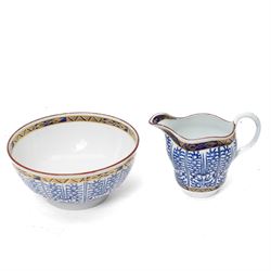 18th century Worcester 'Blue Lily' or 'Royal Lily' pattern tea and coffee service comprising twelve tea cups, twelve coffee cups, twelve saucers, tea pot, milk jug, sugar bowl, slop bowl and pair of plates, filled in crescent marks