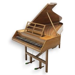 Mid 20th century harpsichord by John Morley of London, in Walnut case, fascia reading 'Joh...