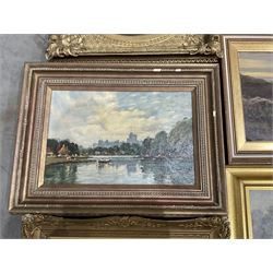 Tom Seymour (British 1840-1904): Riverside Cottage, oil on canvas signed, together with eight further landscape oils by other hands (9)