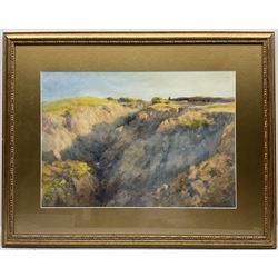 John Spence Ingall (Staithes Group 1850-1936): Shepherd and Flock on Clifftop - Middle East, watercolour signed 33cm x 47cm