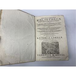Instructissima Bibliotheca Manualis Concionatoria, in Qua De Virtutibus, Vitiis, Sacrementis, Novissimis .... Editio Quinta .... R.P. Tobiae Lohner .... 1708 Venetiis. Four volumes in two. Full vellum binding (2)
