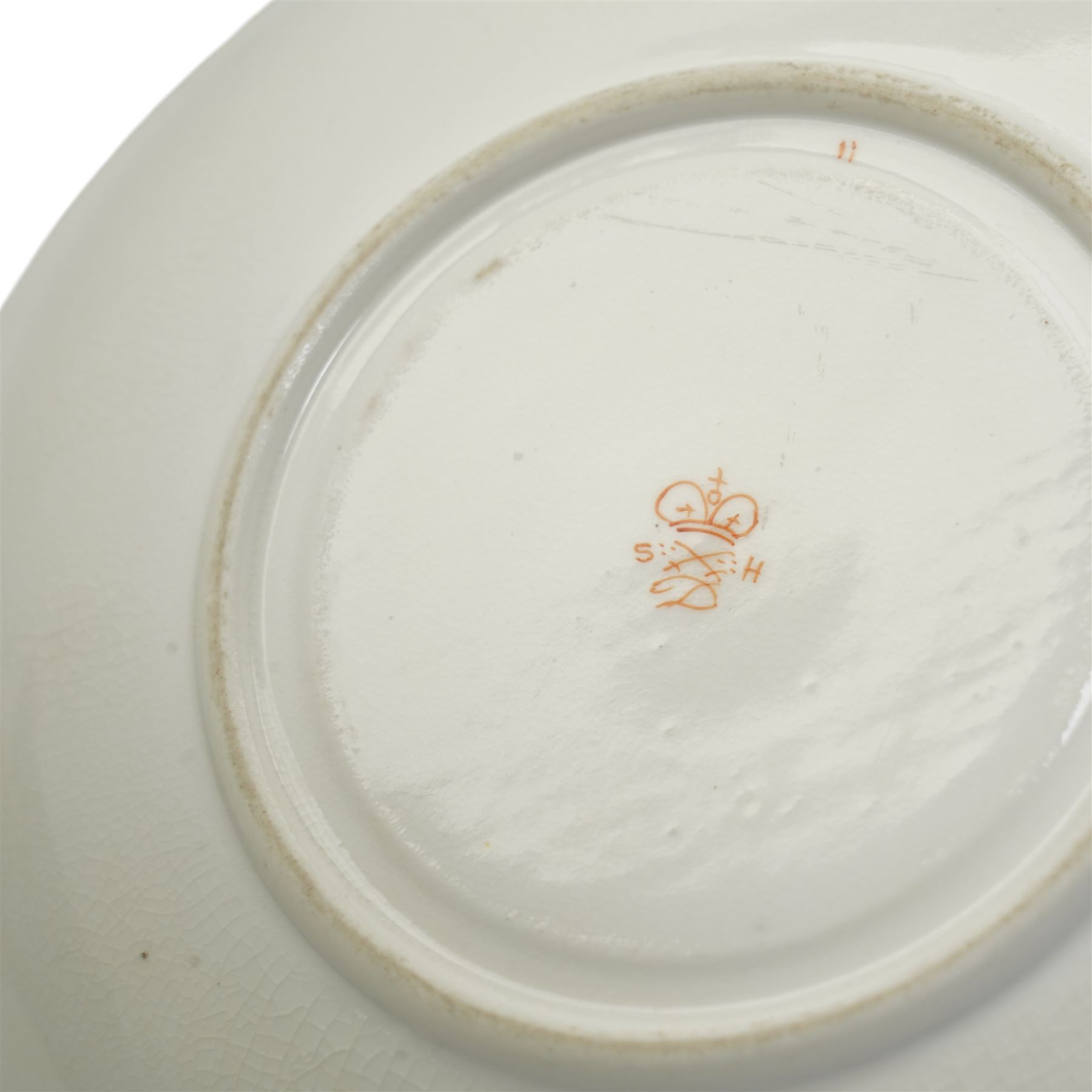 Early 20th century Sampson Hancock Derby porcelain breakfast cup and saucer, painted by  Harry Sampson Hancock, with central sprays and trailing flowers, within scroll gilt borders, painted marks beneath, saucer D14cm, cup H7cm
