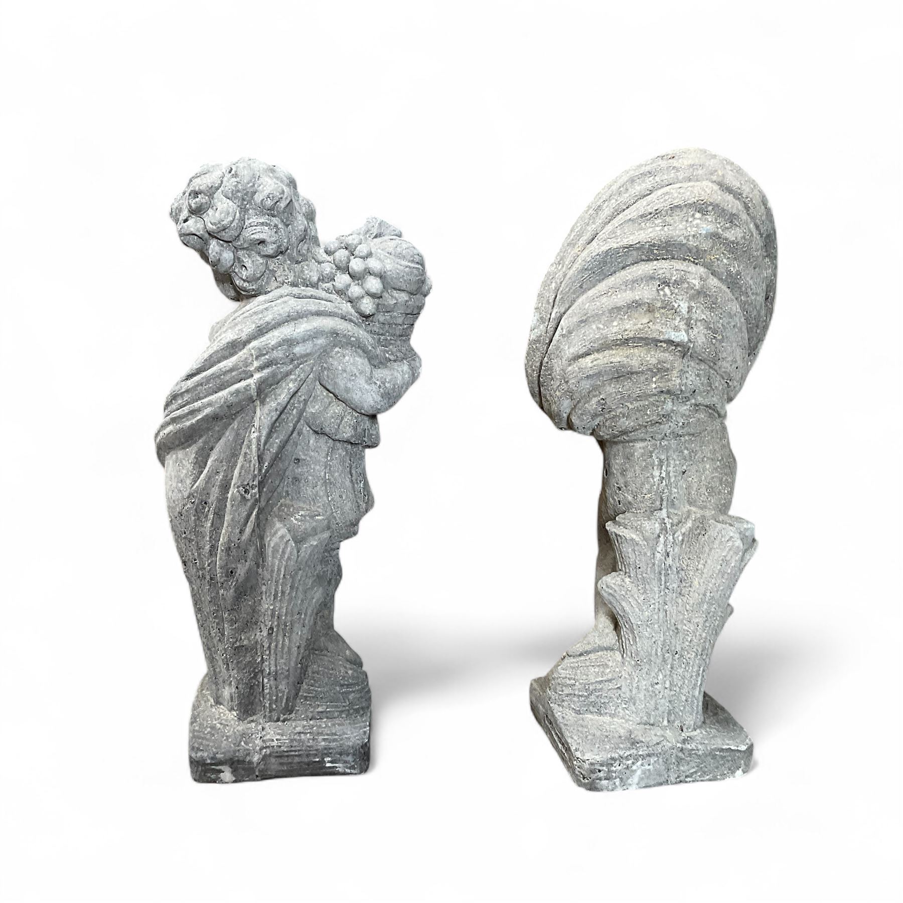 Set of cast stone cherub season statues