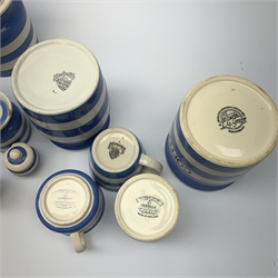 A collection of T G Green Cornishware, to include various lidded jars, jug, mugs, etc. (Qty). 