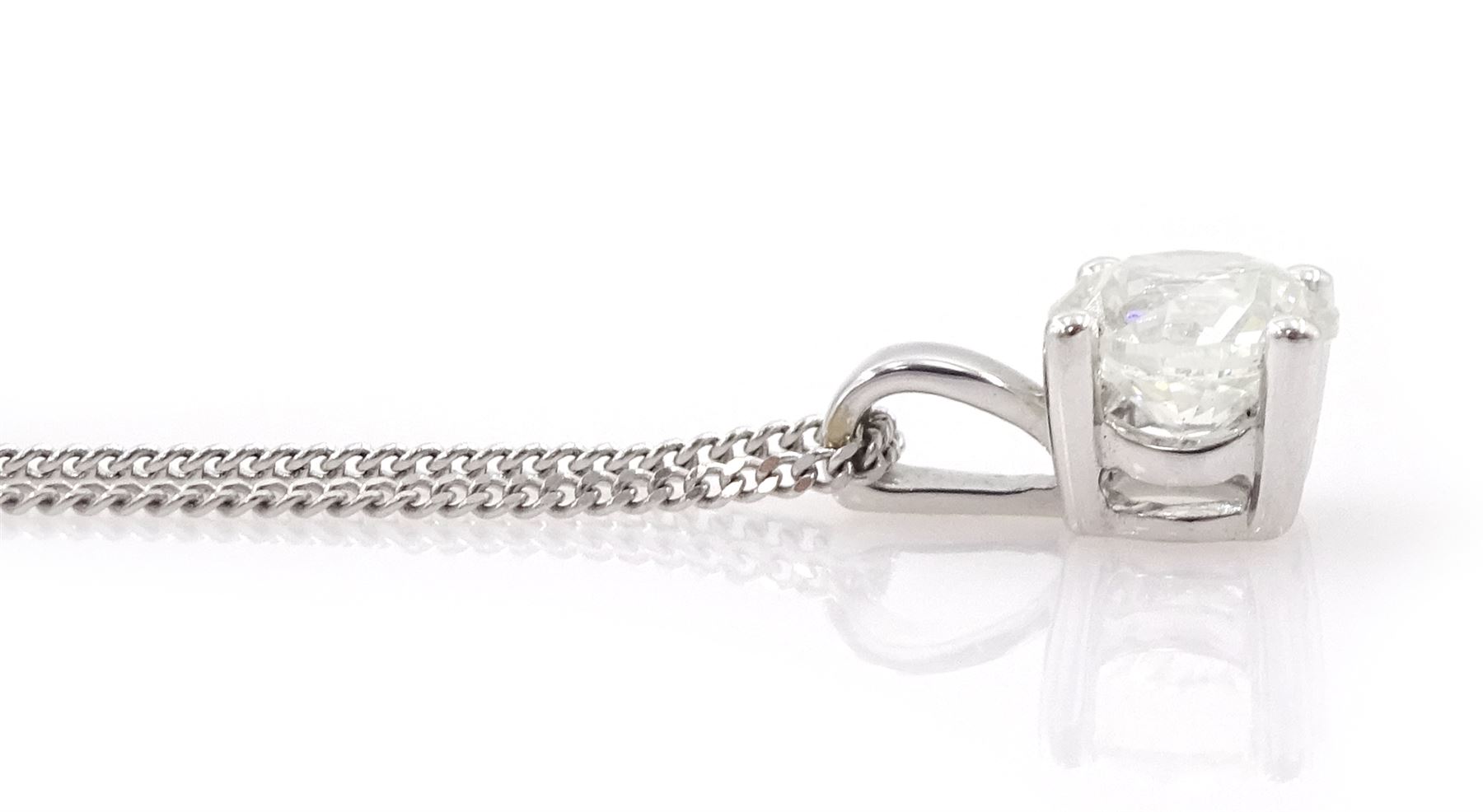 18ct white gold single stone round brilliant cut diamond pendant necklace, diamond approx 1.15 carat
