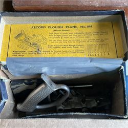 Selection of tools including drill bit sharpener, brace drills, Record No. 044 plough plane, pair of record No. 12 clamps, Makita drill, etc.  - THIS LOT IS TO BE COLLECTED BY APPOINTMENT FROM DUGGLEBY STORAGE, GREAT HILL, EASTFIELD, SCARBOROUGH, YO11 3TX