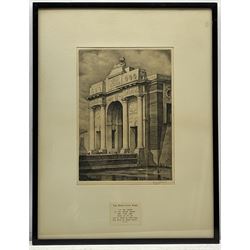 Graham Barry Clilverd (British 1883-1959): 'Wellington Arch Hyde Park' 'Horse and Cart over Bridge' and 'The Menin Gate Ypres', three etchings signed in pencil max 31cm x 22cm (3)