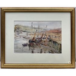 Edward Enoch Anderson (Staithes Group 1878-1961): Whitby from Divinity Flat and Upper Harbour Whitby, two watercolours unsigned 17cm x 25cm (2) 
Provenance: with T B & R Jordan Fine Art Specialists, Stockton on Tees, from the artist's daughter Stella's collection, label verso