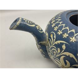 Swiss Thun pottery teapot and cover, decorated with edelweiss flowers, H16cm