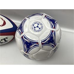 England Rugby official replica ball by Gilbert signed by Mike Tindall, together with a FIFA football