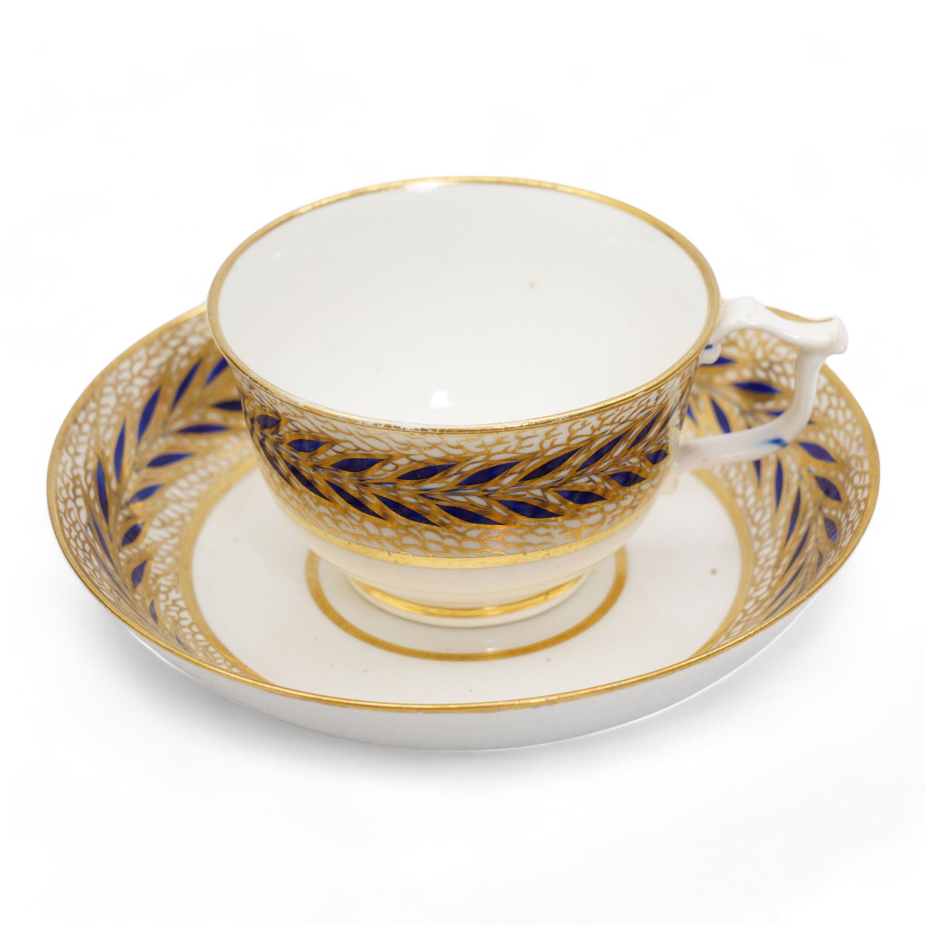 Two porcelain trios by James Bell, Glasgow, each painted with panels of Scottish landscapes, within gilt borders on pink ground, Newhall bute shape teacup, decorated in the Mother and Child pattern, Thomas Wolfe silver lustre teapot and circular dish, together with a Derby cup and saucer 