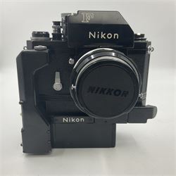 Nikon Photomic TN NKJ camera body, serial no 6728309, circa 1965, with 'Nippon Kogaku NIKKOR-S Auto 1:1.4 f=5.8cm' lens, serial no. 173909, Nikon F36 Motor Drive, serial no.132430 and Nikon cordless battery pack