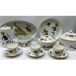 Royal Worcester Evesham pattern dinner and tea wares, comprising five tureens, seven coffee cup, ten tea cups and saucers, coffee pot, jug and various serving bowls etc, along with Royal Worcester Pastorale pattern tea ware, including ten cups and saucers, ten side plates etc.  .