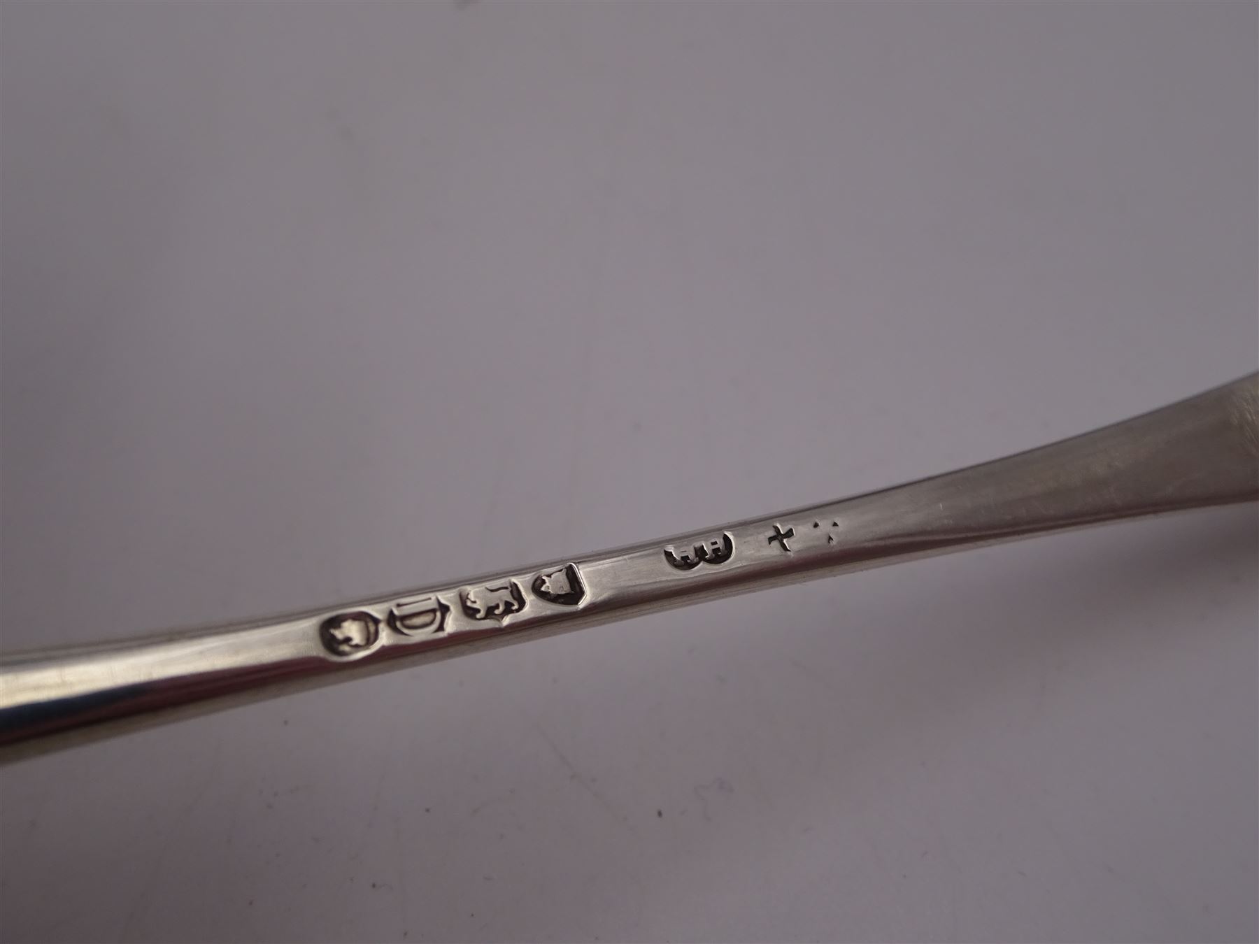 Collection of six Victorian silver sauce/toddy ladles, to include Hanoverian pattern ladle, with rattail bowl and curved handle,  hallmarked Henry Holland, London 1879, pair of Fiddle pattern sauce ladles, each with engraved initial to terminal, hallmarked William Robert Smily, London 1848 and a Queens pattern sauce ladle, hallmarked Samuel Hayne & Dudley Cater, London 1845 etc