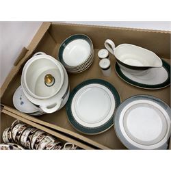 St Michaels Pemberton pattern dinner and tea wares, including dinner plates, side plates, teacups, gravy boat, etc together with art glass, vases, tea wares, etc, in five boxes 