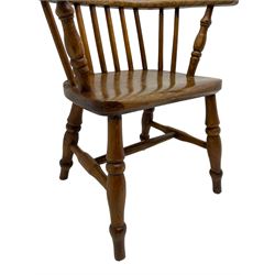 19th century child's Windsor armchair, double hoop with stick back, on turned supports joined by H stretcher 