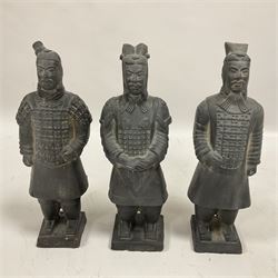 Set of five Chinese 'Terracotta Warrior' style figures, tallest example H24cm 